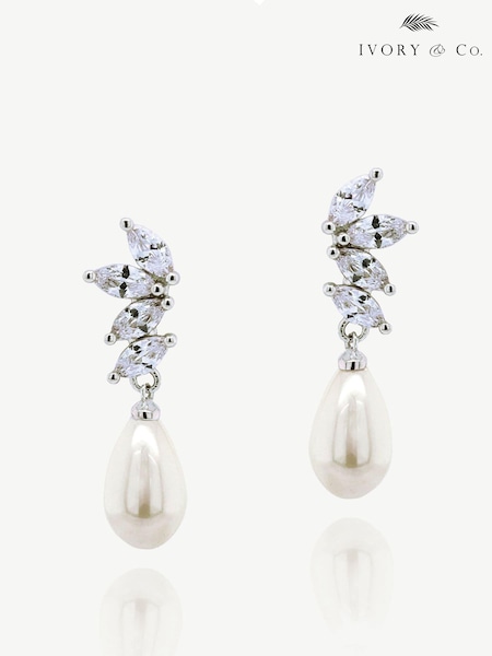 Ivory & Co Silver Ashbourne R Classic Crystal And Pearl Drop Earrings (K82764) | 2,103 UAH