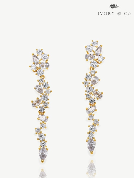 Ivory & Co Gold Islington Crystal Cluster Drop Earring (K82768) | €84