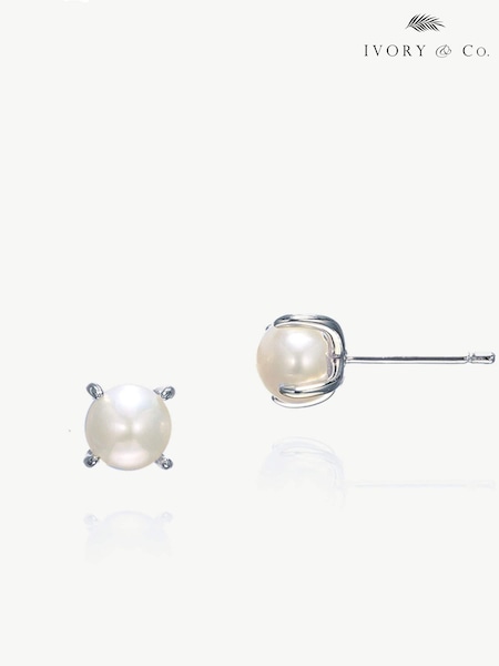 Silver - Ivory & Co Cairo Pearl Classic Stud Earrings (K82770) | kr420