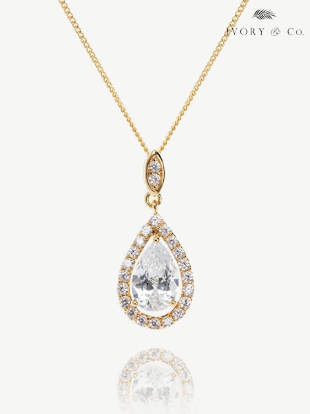 Ivory & Co Gold Belmont And Crystal Teardrop Pendant (K82771) | €50