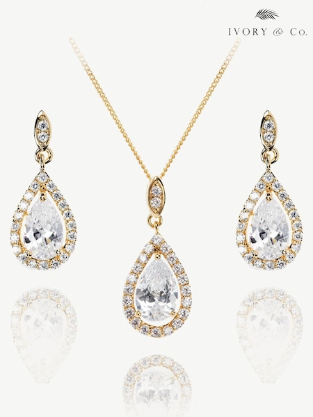 Kultainen/kullanvärinen - Ivory & Co Belmont ja Crystal Teardrop -setti (K82773) | €110