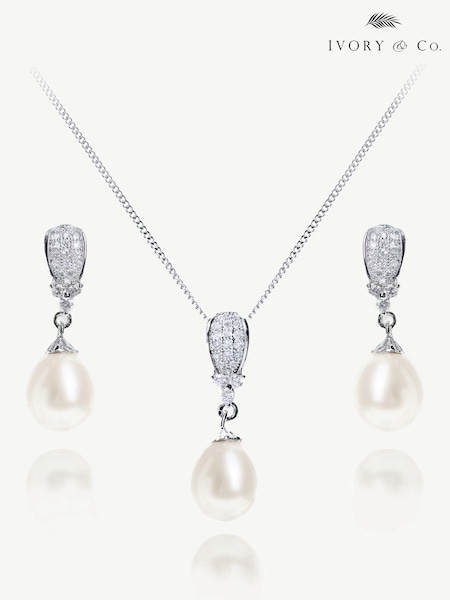 Ivory & Co Silver Serrano And Pearl Classic Drop Set (K82778) | €77