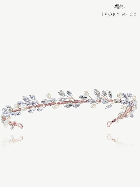 Розово-золотистый - Ivory & Co Moonshine Crystal And Pearl Encrusted Band (K82780) | €86