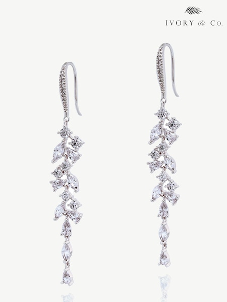 Ivory & Co Silver Sandringham Crystal Cluster Drop Earring (K82787) | €72