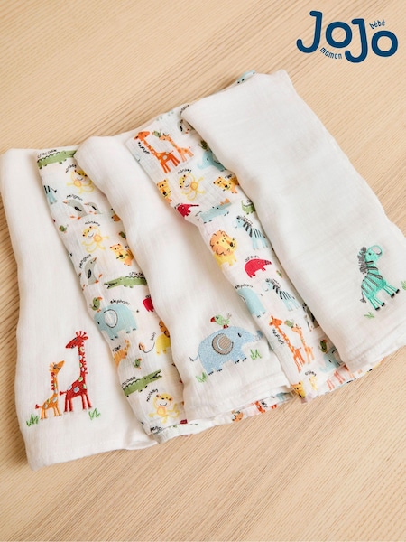 Jojo Maman Bébé 5-pack Embroidered Muslin Squares (K83040) | 115 zł