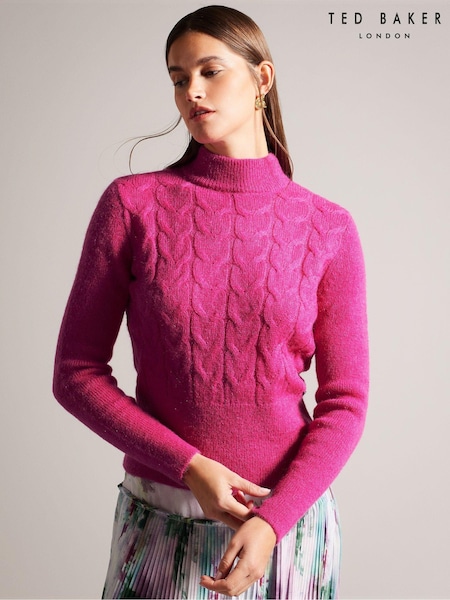 Ted Baker Pink Veolaa Cable Knit Sweater (K83060) | €79