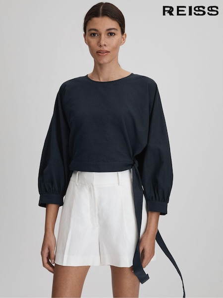 Laivasto - Reiss Immy Nilkkapituiset housut Blouson Sleeve Top with Pellava (K83077) | €217