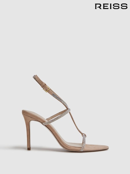 Reiss Julie Embellished Suede Heeled Sandals (K83078) | €296