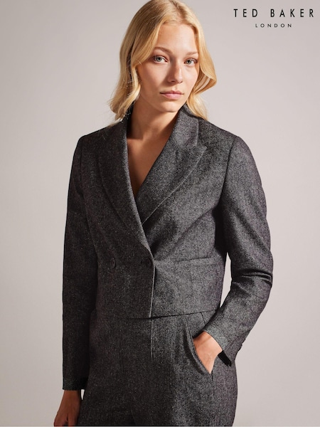 Ted Baker Grey Jaiddee Double Breasted Crop Blazer (K83080) | €77