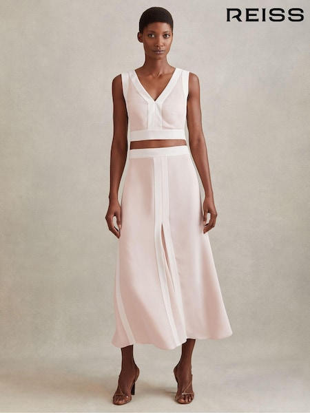 Reiss Rosalia Contrast Trim Co-Ord Midi Skirt (K83103) | ‏1,662‏₪