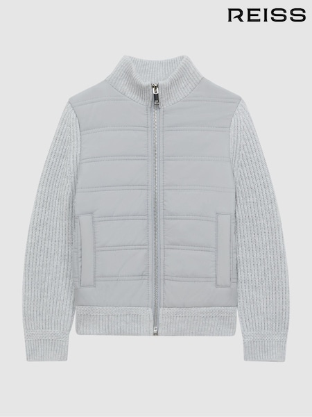 Reiss Soft Grey Melange Trainer 13-14 yrs Hybrid Zip Through Quilted Jacket (K83105) | AED490