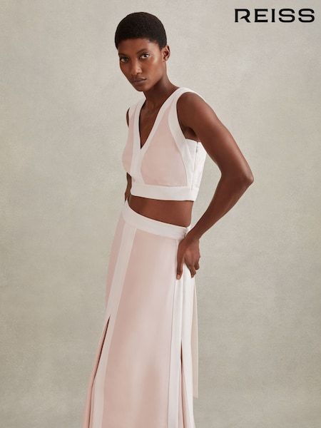 Reiss Nude/Ivory Rosalia Contrast Trim Co-Ord Crop Top (K83115) | € 184