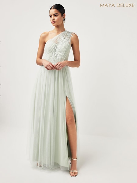 Maya One Shoulder Tulle Maxi Dress With Embellished Motif (K83158) | 64 €