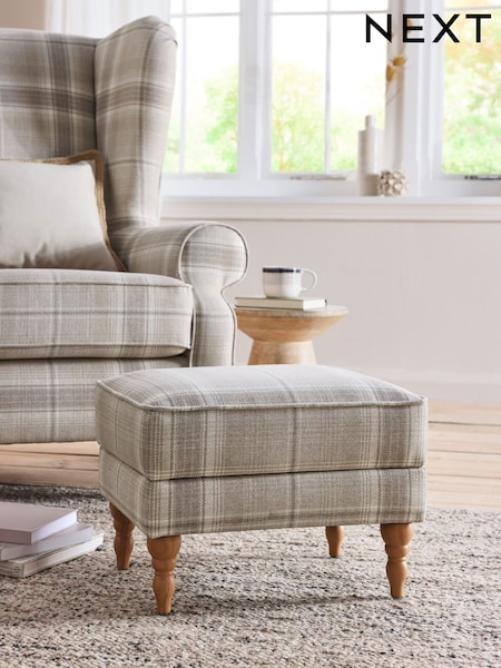 Versatile Check Light Natural Sherlock Storage Footstool (K83176) | €155
