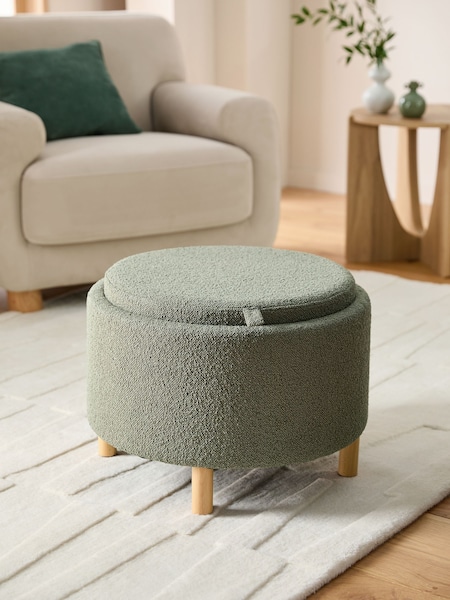 Casual Boucle Sage Green Ashton Storage Stool (K83180) | €190