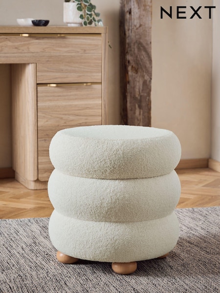 Soft Cosy Boucle Ivory Natural Lottie Storage Stool (K83202) | €150