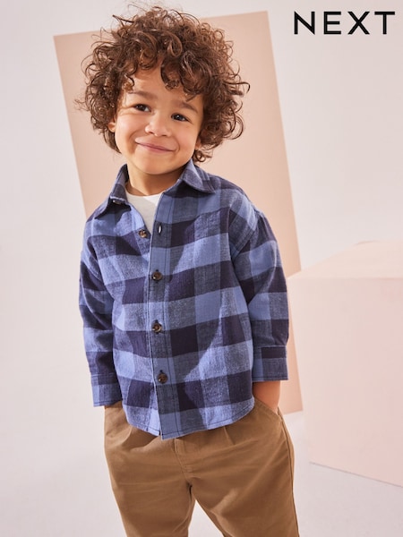 Blue/Navy Check Shirt Long Sleeve Check 100% Cotton Shirt (3mths-7yrs) (K83228) | AED42 - AED49