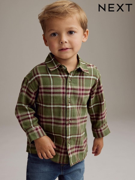 Green Check Long Sleeve Check 100% Cotton Shirt (3mths-7yrs) (K83229) | €12 - €14
