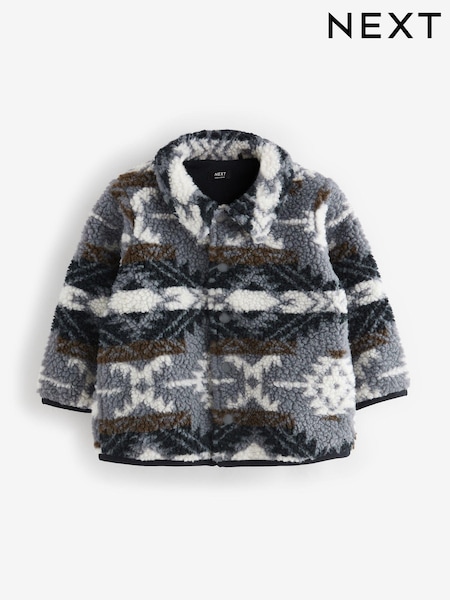 Blue/Navy Pattern Borg Fleece Shacket (3mths-7yrs) (K83277) | €28 - €31