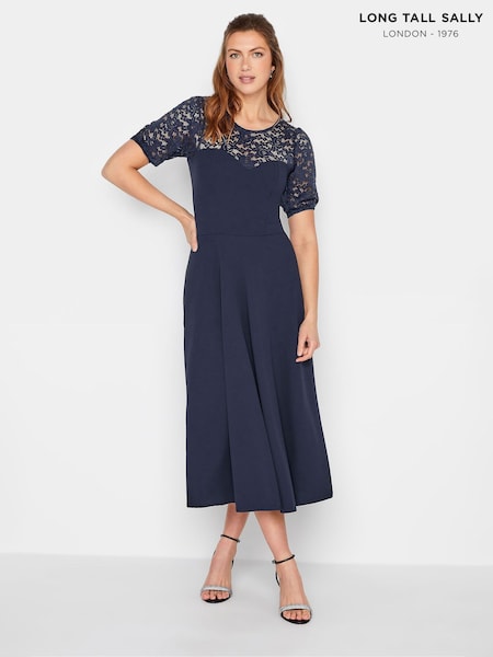 Long Tall Sally Blue Lace Midi Dress (K83339) | €27