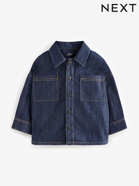 Dark Denim Rinse 100% Cotton Denim Shacket (3mths-7yrs) (K83425) | AED49 - AED56