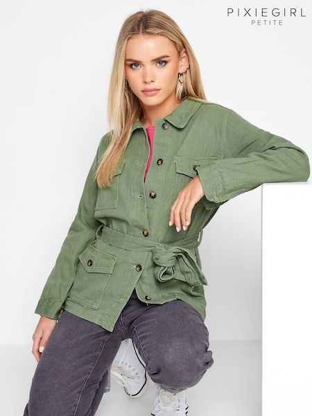 PixieGirl Petite Green Utility Belted 100% Cotton Jacket (K83445) | €25