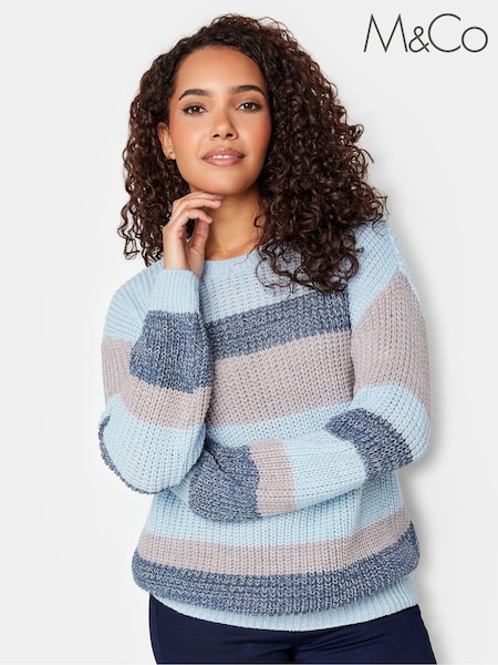 Albastru - M&Co Dungă Space Dye Pulover (K83450) | 139 LEI