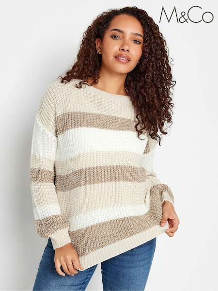 Natural - M&Co Dungă Space Dye Pulover (K83455) | 139 LEI