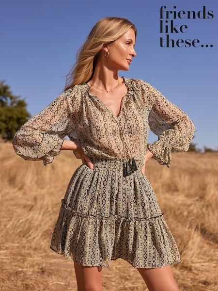 Friends Like These Gold Petite Long Sleeve Blouson Blouse Co-ord (K83473) | €23