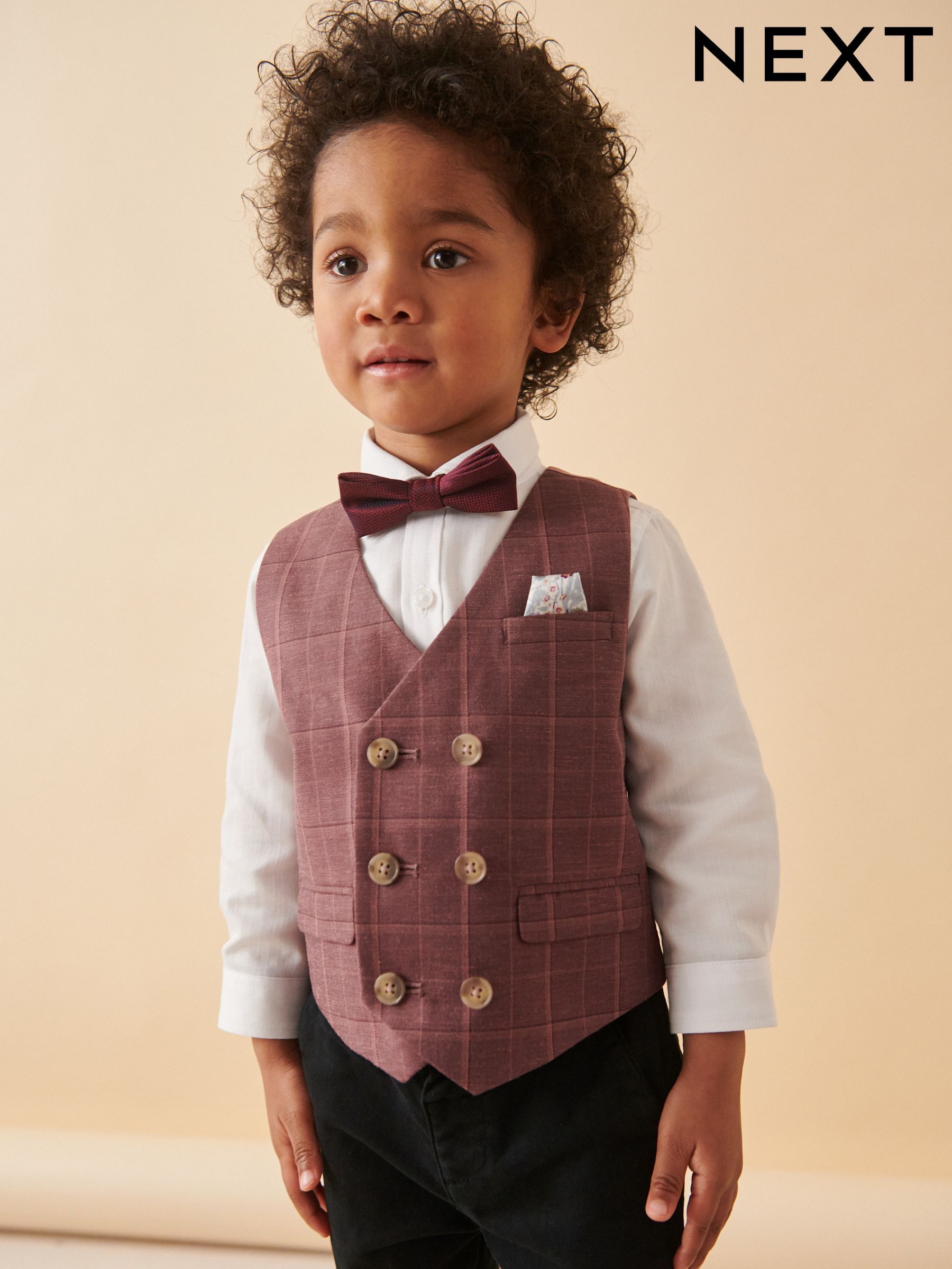 Boys Purple Waistcoat Set Check Tartan Partywear Next Oman
