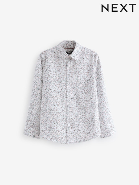 White Ditsy Floral Long Sleeve Printed 100% Cotton Shirt (3-16yrs) (K83502) | AED13 - AED18