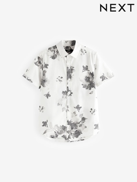 Black/White Short Sleeve Printed Shirt (3-16yrs) (K83503) | $26 - $37