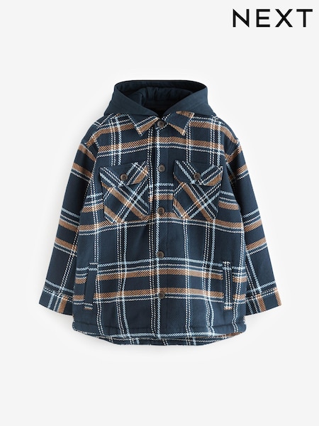Navy Blue Check Hooded Shacket (3-16yrs) (K83526) | BGN 109 - BGN 125
