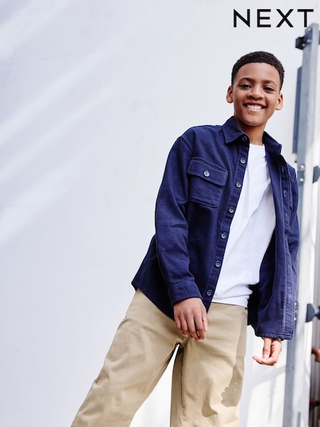 Navy Plain 100% Cotton Overshirt (3-16yrs) (K83527) | AED51 - AED67
