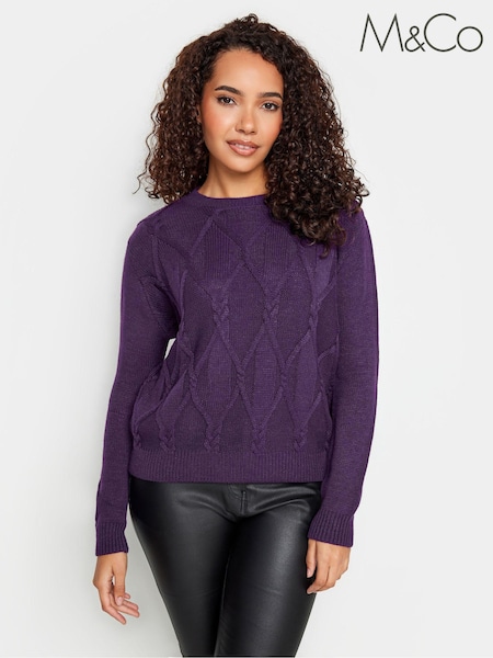 M&Co Purple Cashmere Cable Jumper (K83571) | €11