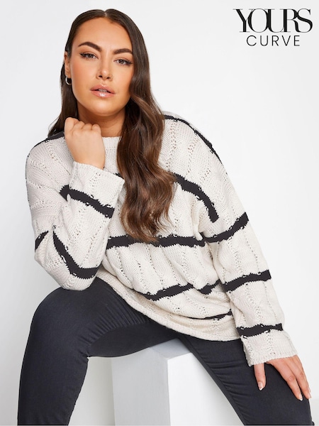 Yours Curve Cable Stripe Jumper (K83904) | 121 LEI
