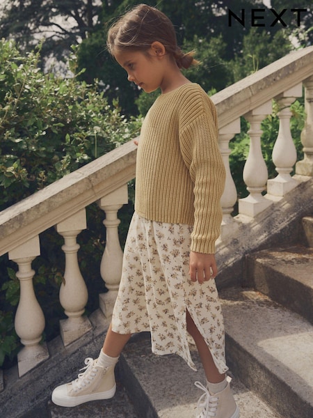 Yellow Ditsy 100% Cotton Slip Dress And Jumper Set (3-16yrs) (K83946) | €26 - €32