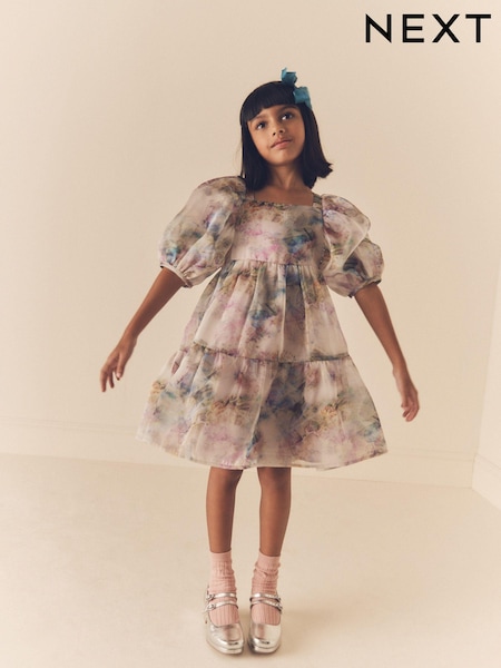 Purple Butterfly Tiered Organza Dress (3-16yrs) (K83977) | AED78 - AED99