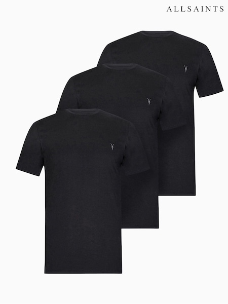 Negru - Tricou la baza gâtului cu cămăși 3 Pachet Allsaints Brace (K83982) | 396 LEI