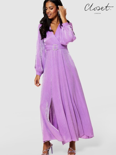 Closet London Purple Maxi Shimmer Dress (K83997) | €84