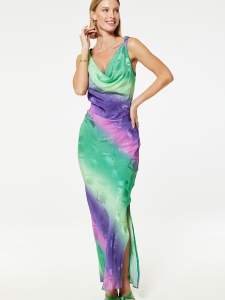 Closet London Purple Maxi Bias Cut Slip Multi Print Jacquard Dress (K84029) | €56