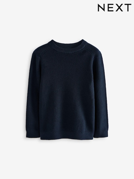 Navy Blue Without Stag 100% Cotton Crew Neck Knitted Jumper (3-16yrs) (K84103) | kr217 - kr301