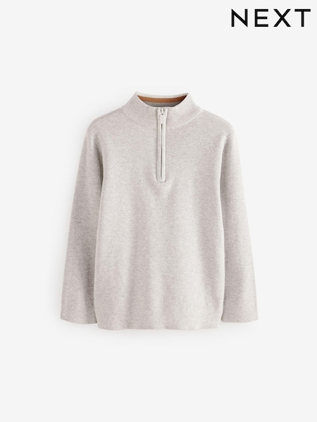 Gri - Pulover din bumbac cu fermoar sfert 100% (3-16ani) (K84118) | 119 LEI - 156 LEI