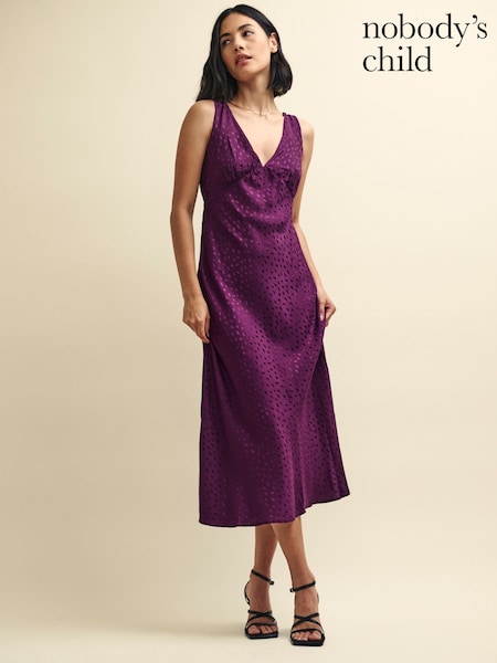 Nobodys Child Purple Helena Jacquard Midi Dress (K84141) | €35