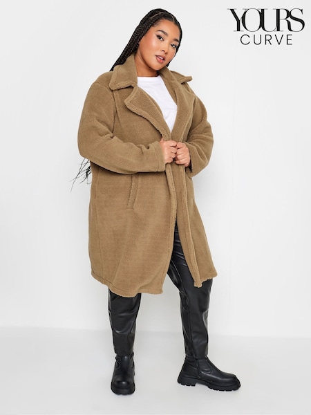 Yours Curve Browm/khaki Faux Fur Coat (K84154) | €27