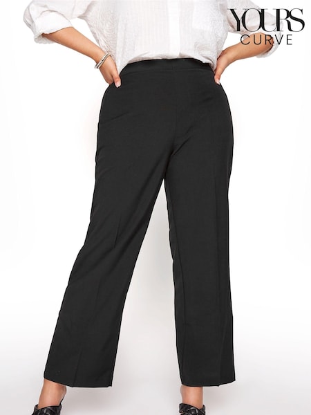 Yours Curve Black Elasticated Stretch Straight Leg Trousers (K84170) | €32