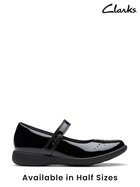 Clarks Black Wide Fit (G) Patent Etch Gem Shoes (K84208) | €63 - €66