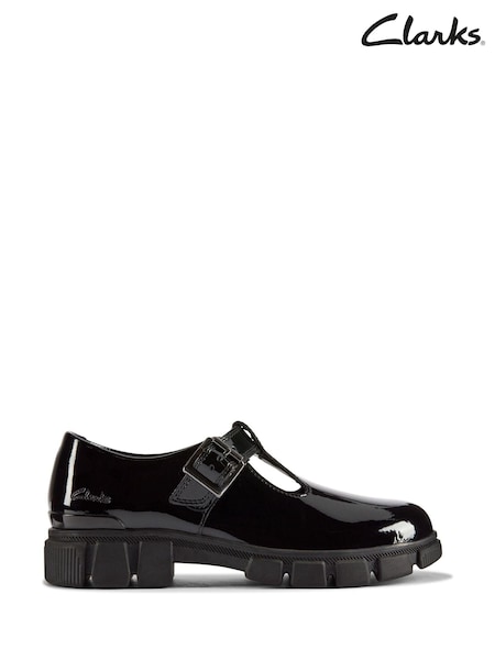 Clarks Black Wide Fit (G) Patent Evyn Bar Shoes (K84230) | €32 - €33