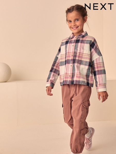 Pink 100% Cotton Check Cropped Shirt (3-16yrs) (K84237) | €10 - €14