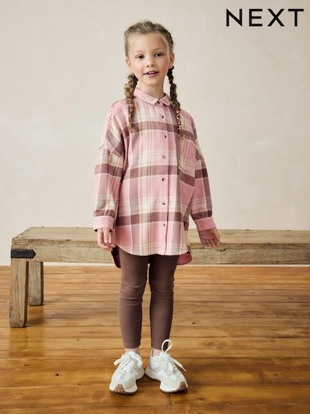Pink Check 100% Cotton Shirt & Leggings Set (3-16yrs) (K84242) | 741 UAH - 988 UAH